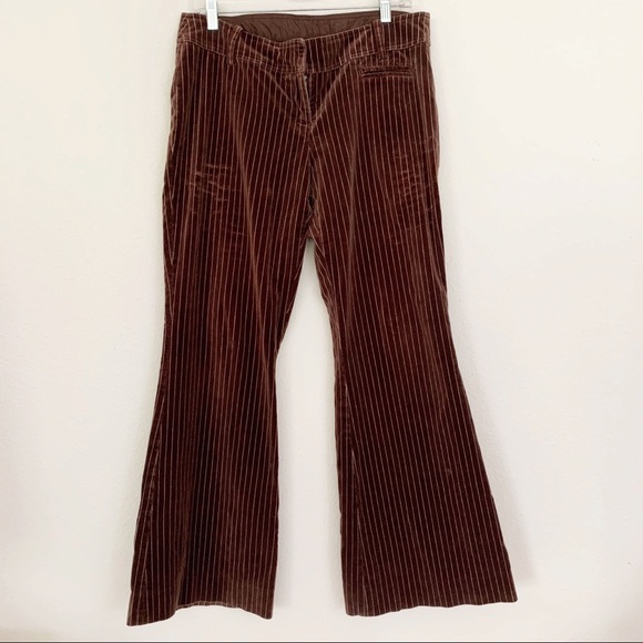 H&M Divided Brown Velvet Stripe Wide Leg Pants - Picture 1 of 16
